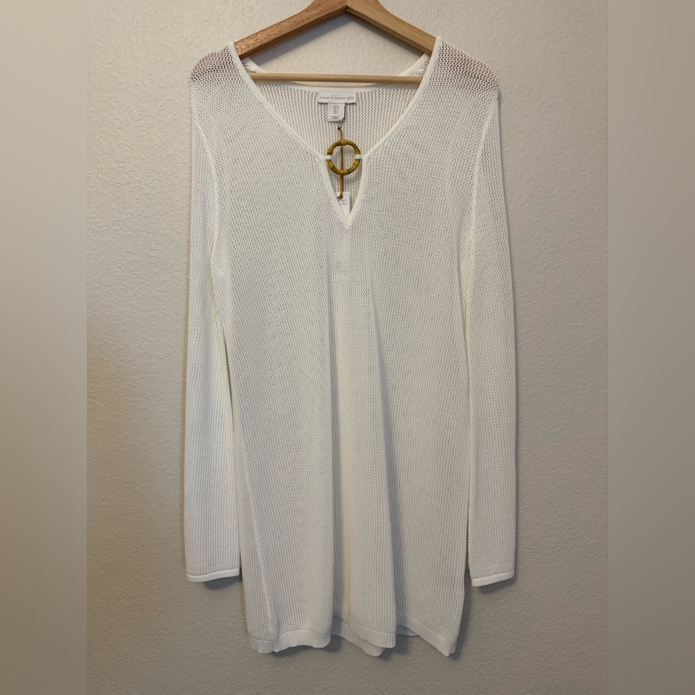 House of Harlow 1960 Boho Crochet Knit Swim Cover-Up White Resort Wear Small NWT